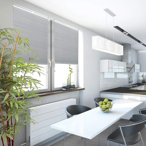 WOLTU Wabenplissee ohne Bohren Klemmfix Verdunklung Thermo Zweifarbig Doppelplissee, Plissee Faltrollo Sonnenschutz Schallschutz Jalousie für Fenster & Tür, 50x120cm, Grau