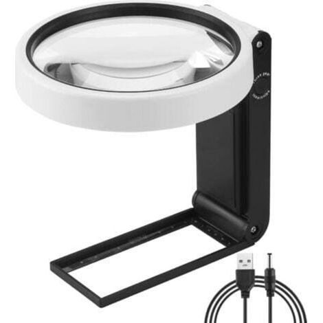 Large 4.35in 10X 30X Magnifying Glass with Light and Stand, Portable LED Magnifying Glass, Folding Reading Magnifier for Seniors, for Reading, Cross Stitch, Maps, Jewelry Making (1/4)