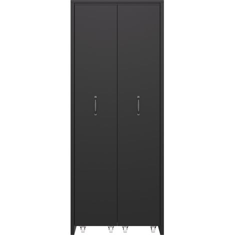 Librería extensible con ruedas de MDF negro, 4 niveles, reversible izquierda y derecha (1/5)