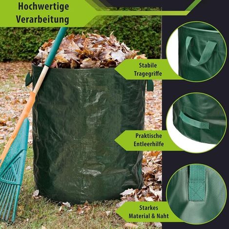 Großer, robuster, faltbarer 500-Liter-Gartensack aus Polypropylen – 1 Stück mit roten Gurten für Laub und Grünschnitt