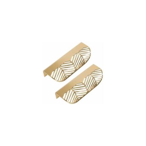 Poignée de tiroir en forme de feuille, en laiton, pour portes de meubles, poignée de placard (2 pièces) (1/4)