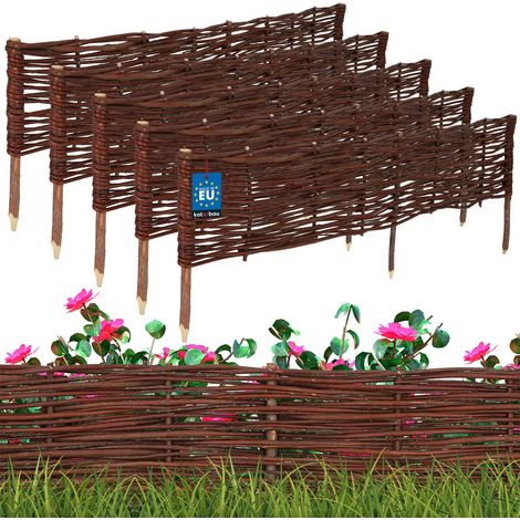 KOTARBAU® Lot de 5 Clôture Bois  - Bordure Jardin Extérieur - 120 x 20 cm - Bordure de Jardin en Osier à Planter - Marron - Cloture en Osier - Décoration Extérieure (1/5)