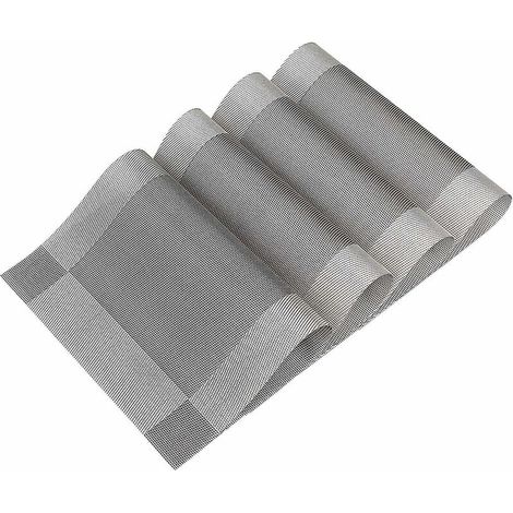 Placemats Set Set of 4 Washable PVC Heat Resistant Non-Slip Table Mat for Dining Kitchen Living Room Garden or Dining Room Restaurant - Gray (1/5)