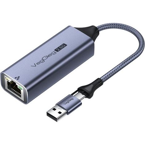 Adaptateur Ethernet USB-C/USB-A – 2,5 Gbps – Aluminium – Réseau gigabit – 2500 Mbps (1/5)