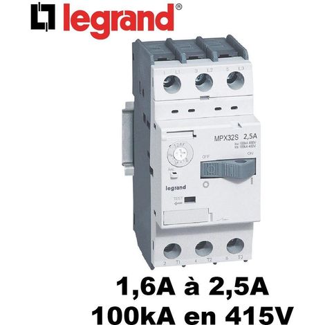 DISJONCTEUR MOTEUR MAGNÉTOTHERMIQUE MPX³ 32S 2,5 A 100 KA LEGRAND 417306