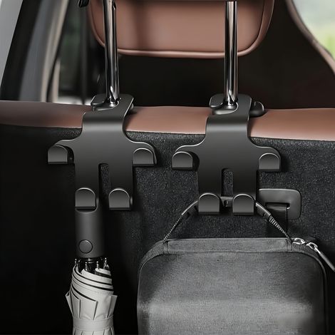 Lot de 2 crochets de rangement pour voiture — Crochets pour appuie-tête de siège — Organiseur multifonction pour véhicule (1/5)