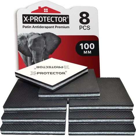 8 pcs - Patin Caoutchouc - Patin Antiderapant - Adhésif Robuste Pour Meubles Et Sols Fragiles - Noir - 10x10cm