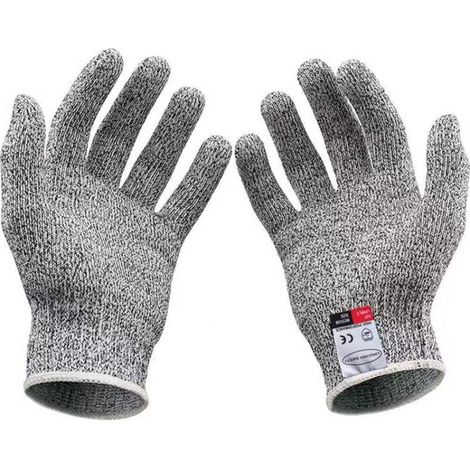 Paarweise schnittfeste Handschuhe der Stufe 5, Arbeitshandschuhe, Anti-Schnitt-Handschuhe, zum Kochen, Gartenarbeiten, Heimwerken, Outdoor-Erkundungen, um Schnitte zu vermeiden, L, 24 x 12 cm