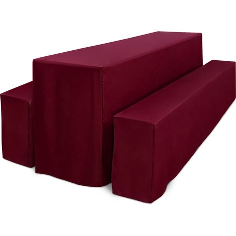 Set de 3 housses de table pour garniture de tente à bière 220x70cm Bordeaux