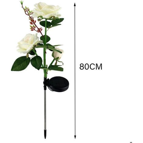 Lampe Solaire - Rose Décorative Jardin Extérieur - IP65 - Acier Inoxydable et Tissu - 2 Pièces (1/5)