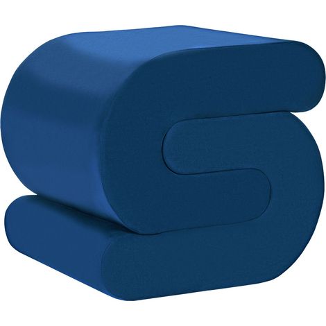 Pouf en Velours Rembourré Forme de S Repose-Pied Bleu Marine Arcadia (1/5)