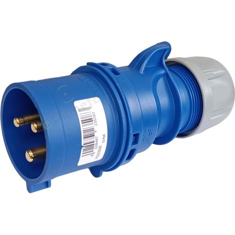 Spina industriale volante 230V CEE 6H 2P + T 32A IP44 per esterno impermeabile blu (1/4)