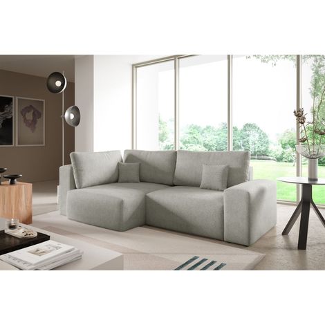 Ecksofa Schlafsofa Sofa ARONA in Stoff Centaur Hellgrau Ottomane Links (1/5)