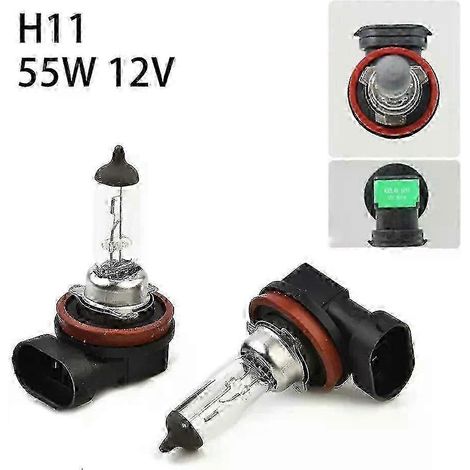 Deux ampoules halogènes H11 pour phares, 4300K, 55W, 12V, pour feux de croisement automobiles.