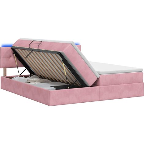 Maison Exclusive - Letto con contenitore LED e materasso Rosa 200 x 200 cm Velluto (1/5)