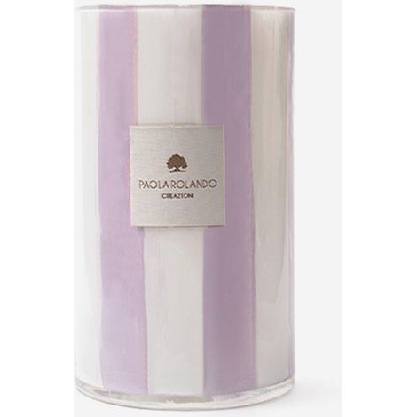 Vaso decorativo in vetro artigianale Made in Italy Millerighe H 20 - Lilla