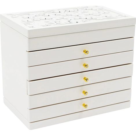 Organizador de joyas, diseño moderno, seis niveles de almacenamiento, blanco. (1/2)