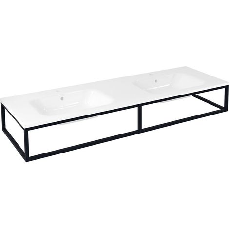 Console SKA sous lavabo/plan 160x22x51cm, noir mat (1/4)