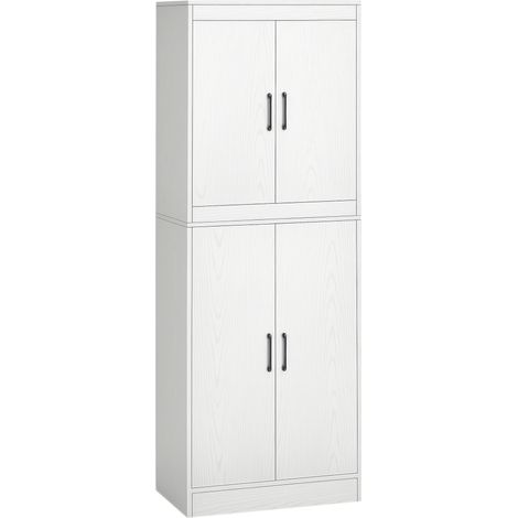 Buffet de cuisine, blanc, 60 x 36 x 168 cm, étagères de rangement, avec portes, pour cuisine salle à manger, rangement cuisine (1/5)