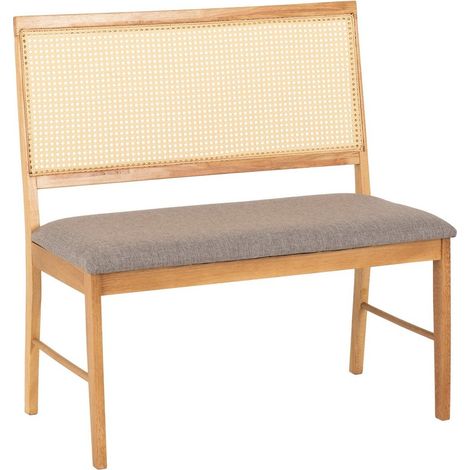 Ellis Indoor Dining Bench - L52 x W89 x H92.5 cm - Oak Effect/Grey Fabric