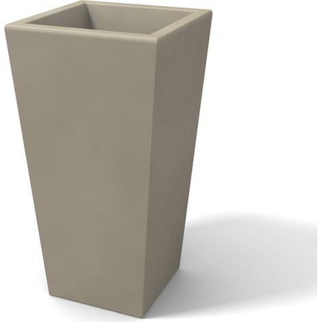Maceta moderna rectangular de resina mod. Egizio Liscio h 65 ceniciento