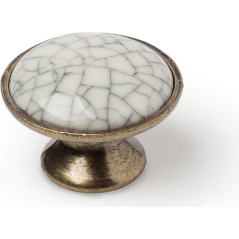 Bouton de meuble  Style classique  En Porcelaine - Zamak  Finition craquelée  Mesures 292922mm  Système de fixation  Comprend des vis M4  4 unités - talla