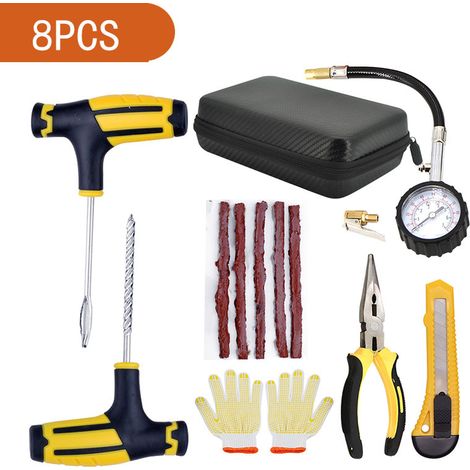 Kit de réparation de pneu auto moto électrique outil de crevaison à vide pour pneu voiture et deux-roues (1/5)
