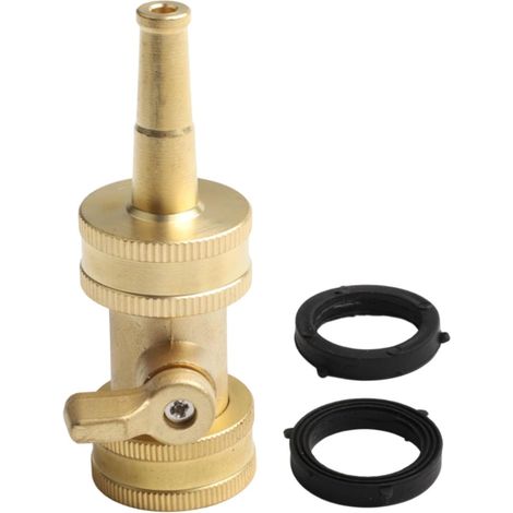 Buse de tuyau d'arrosage en laiton haute pression pour lavage de voiture et nettoyage de terrasse avec vanne d'arrêt de 1,9 cm (1/5)