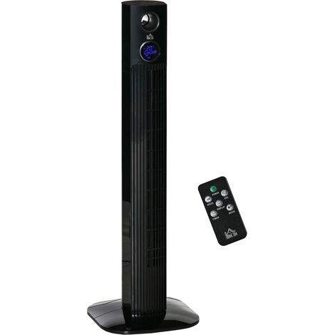 Ventilateur colonne, avec télécommande, avec minuterie, oscillation, plusieurs modes, vitesses réglables, noir, 45 W, pour maison bureau salon