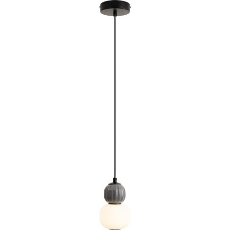Sospensione moderna doppia vetro rigato nero LED 5W Maxlight (1/3)