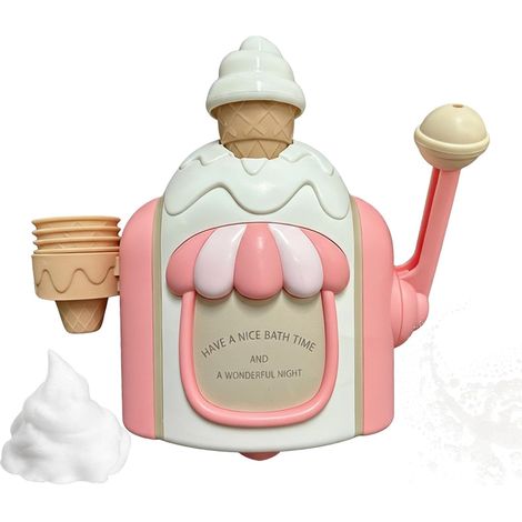 Machine À Mousse De Crème Glacée pour Le Bain, Jouet De Bain À La Crème Glacée, Jouet De Bains Sensoriel, Ensemble De Jeu De Gâteau Mignon avec Mousse Riche, Éducatif Jeu d'eau pour 3 À 8 Ans (1/5)