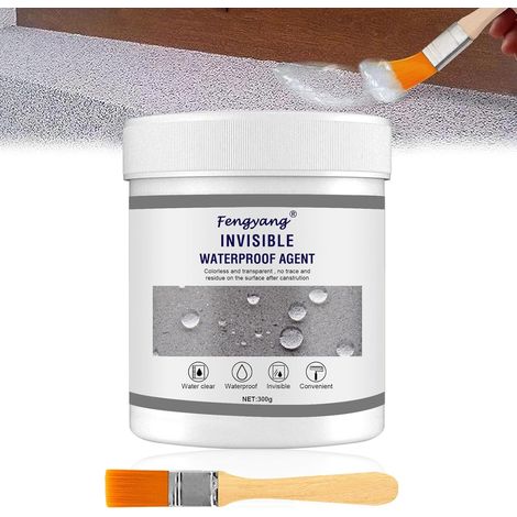 Agent de Revêtement Imperméable Transparent avec Pinceau, Anti Fuite, Polyurethane Waterproof Coating, Resine Etancheite Transparente, Agent de Réparation de Mur(white, 300ml) (1/5)