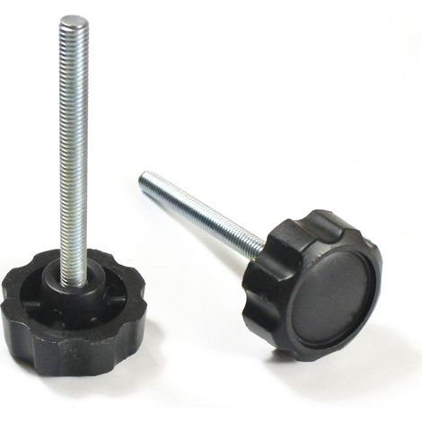 Bouton moleté de manœuvre – Tige filetée 32 mm (M6) – Longueur 60 mm – Acier zingué résistant à la corrosion – Ajile