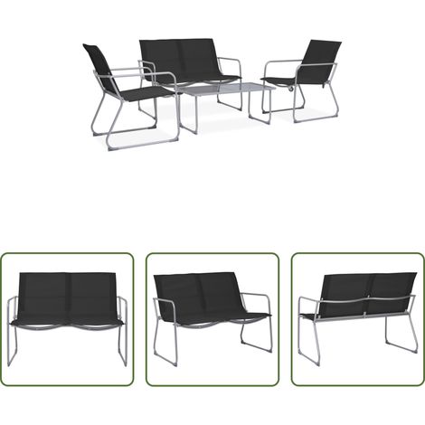vidaXL Gartenlounge - 4-tlg. Garten-Lounge-Set Stoff und Stahl Schwarz (1/5)