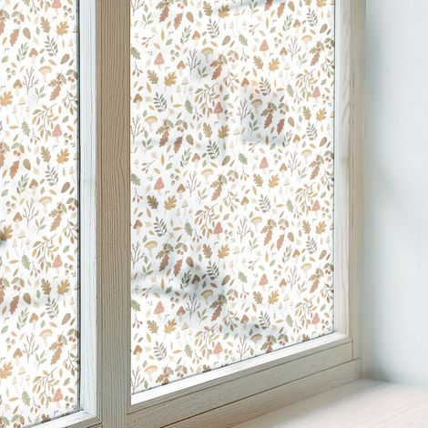 Klebefolie 50x100 cm Blickdicht Dekorfolie PVC Dekorativ Folie für Badezimmer Schlafzimmer Selbstklebend Sichtschutz Fenster Milchglas Herbstmuster