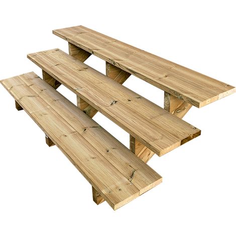 Gartentreppe Holz H54cm 3 Stufen, Breite 160cm, OHNE Setzstufen