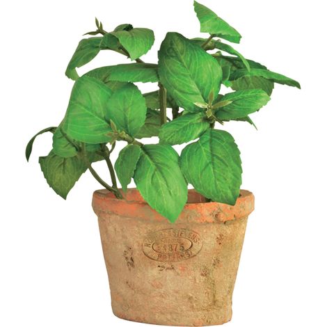 Basilic artificiel en pot - D 8,6 x H 15,4 cm - Livraison gratuite