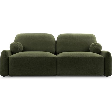 NOEMIE - Canapé droit convertible tissu chiné 2 places Vert (1/5)