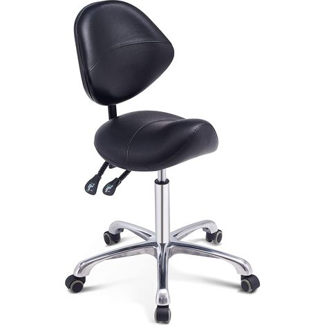 Tabouret de Chaise de Selle Ergonomique avec Support arrière pour Tatouage de Bureau à Domicile de Dentiste de Salon, Tabouret pivotant à Hauteur réglable avec Roues (1/5)