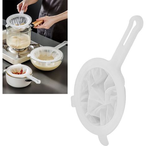 Sojamilchfilterlöffel, PP (Polyester), 200 Mesh, einfach zu verwenden, feinmaschiges Kunststoffsieb für Kaffee, Milch, Joghurt und Saft (1/5)