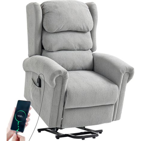 Velvet-Feel Electric Riser Recliner Chair - Grey (1/5)