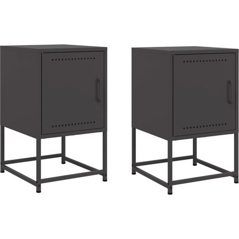 Maison Exclusive - Nachttische 2 Stk. Schwarz 36x39x60,5 cm Stahl