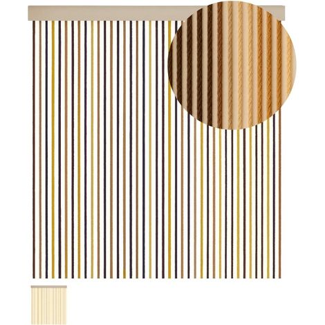 Tenda a cordoncino anti mosche - Mis.125x240 cm - Frange con corde intrecciate - Colore Marrone (1/5)