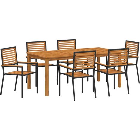 Maison Exclusive - Garten Essgruppe 7 stk. Schwarz Massivholz Aka (1/5)