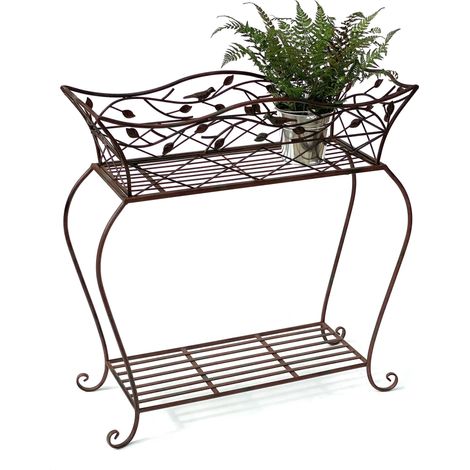 DanDiBo Blumenständer mit Korb Blumenkasten Braun 75 cm 93980 L Pflanzenkasten Modern Pflanzenständer Pflanzenregal