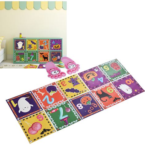 Décorations murales et de sol pour chambre d'enfant : stickers muraux d'Halloween originaux et amusants, jeux de chiffres, stickers marelle en PVC (1/5)