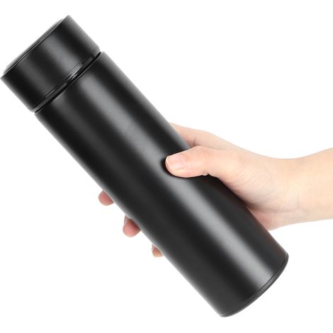 Gourde isotherme en acier inoxydable 500ml, design moderne et sobre, idéale pour la maison ou le bureau - Noir mat (1/5)