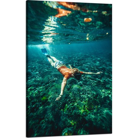 Leinwanddruck „Menschen beim Tauchen im Meer“, 50 x 80 cm