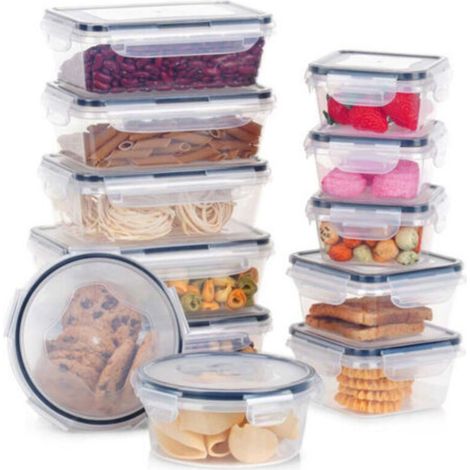 Boîtes alimentaires hermétiques avec couvercle et joint d’étanchéité – Lot de 12 pièces, réutilisables, sans BPA, idéales pour congélateur, micro-ondes et lave-vaisselle (1/5)