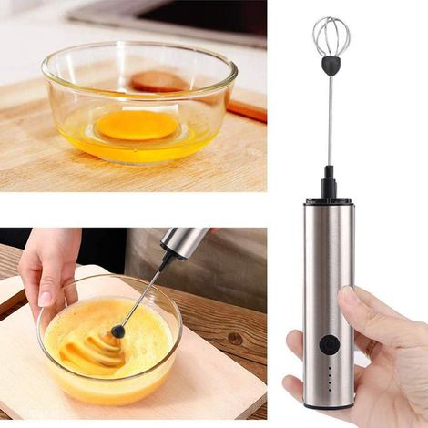 [Elektrischer Milchaufschäumer] + FrothMatic + Compact Pro + [Edelstahl, USB-aufladbar] - Multifunktionaler tragbarer Mixer mit 3 Geschwindigkeitsstufen, LED-Anzeige und Schutzkappe, ideal für Kaffee, (1/5)